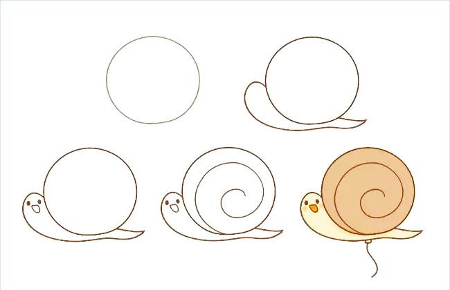 画一个可爱的动物气球简笔画 -- 蜗牛