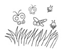 草地好多飞舞的蝴蝶密封蜻蜓简笔画图片