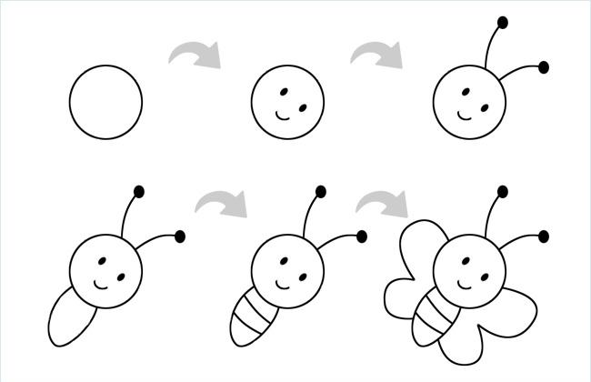 小蜜蜂简笔画的画法步骤