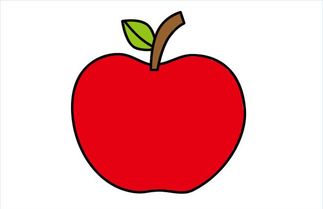 苹果简笔画的画法步骤图片带颜色