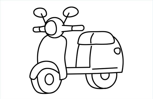 踏板摩托车简笔画的画法和步骤