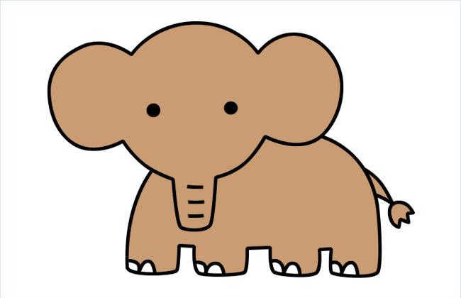 大象简笔画图片带颜色步骤教程