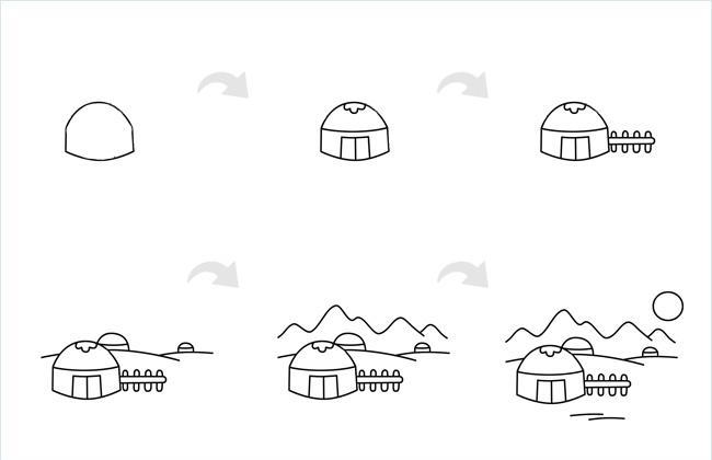 蒙古包简笔画图片画法步骤