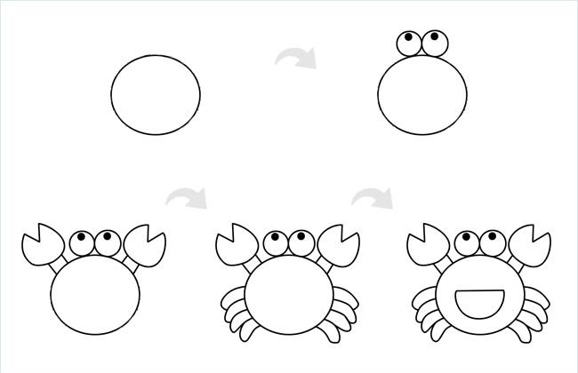 螃蟹简笔画步骤画法上色教程
