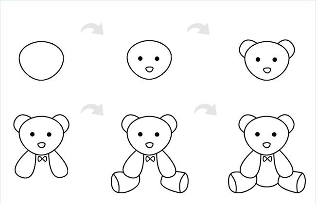 可爱玩具熊简笔画图片及步骤教程
