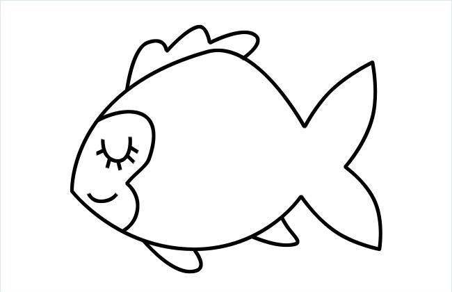 害羞的小金鱼简笔画步骤画法