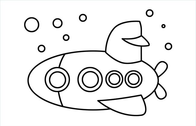 潜水艇简笔画的画法步骤