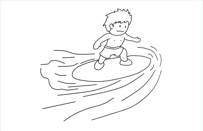 小孩滑板冲浪简笔画图片