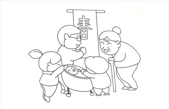 春节拜年的简笔画图片