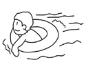 在水里游泳的小男孩简笔画图片