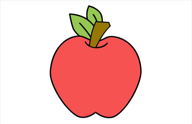 红苹果简笔画彩色图片