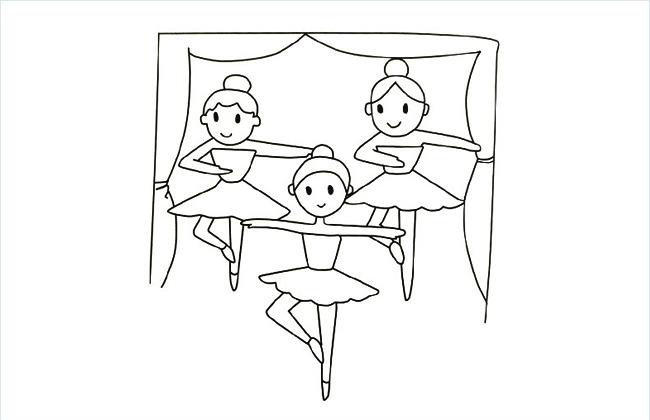 3位舞蹈演员跳芭蕾舞的简笔画图片