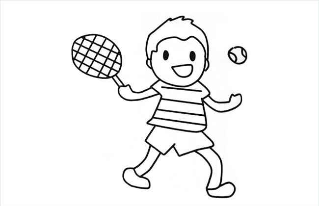 小朋友打网球的简笔画图片