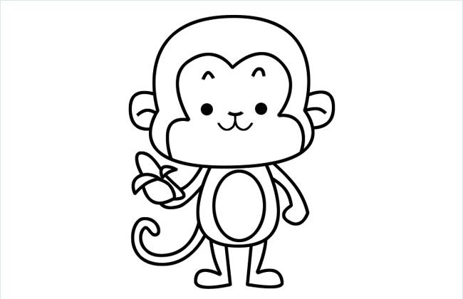拿着香蕉的小猴子简笔画图片