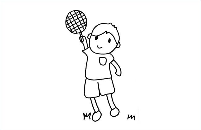 在打羽毛球的小男孩简笔画图片