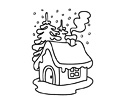 雪中的小屋简笔画图片