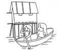 小女孩和妈妈在公园里划船的简笔画图片